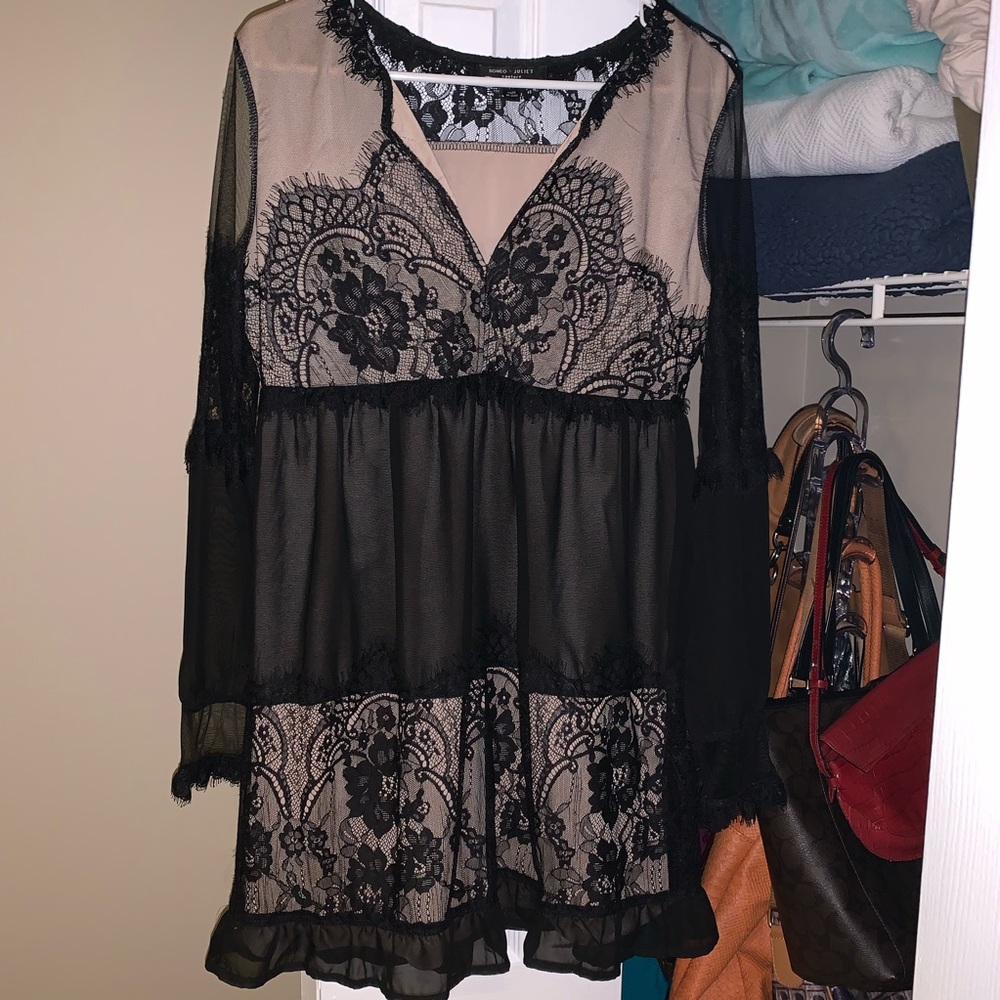 Couture Black and Tan lace dress.